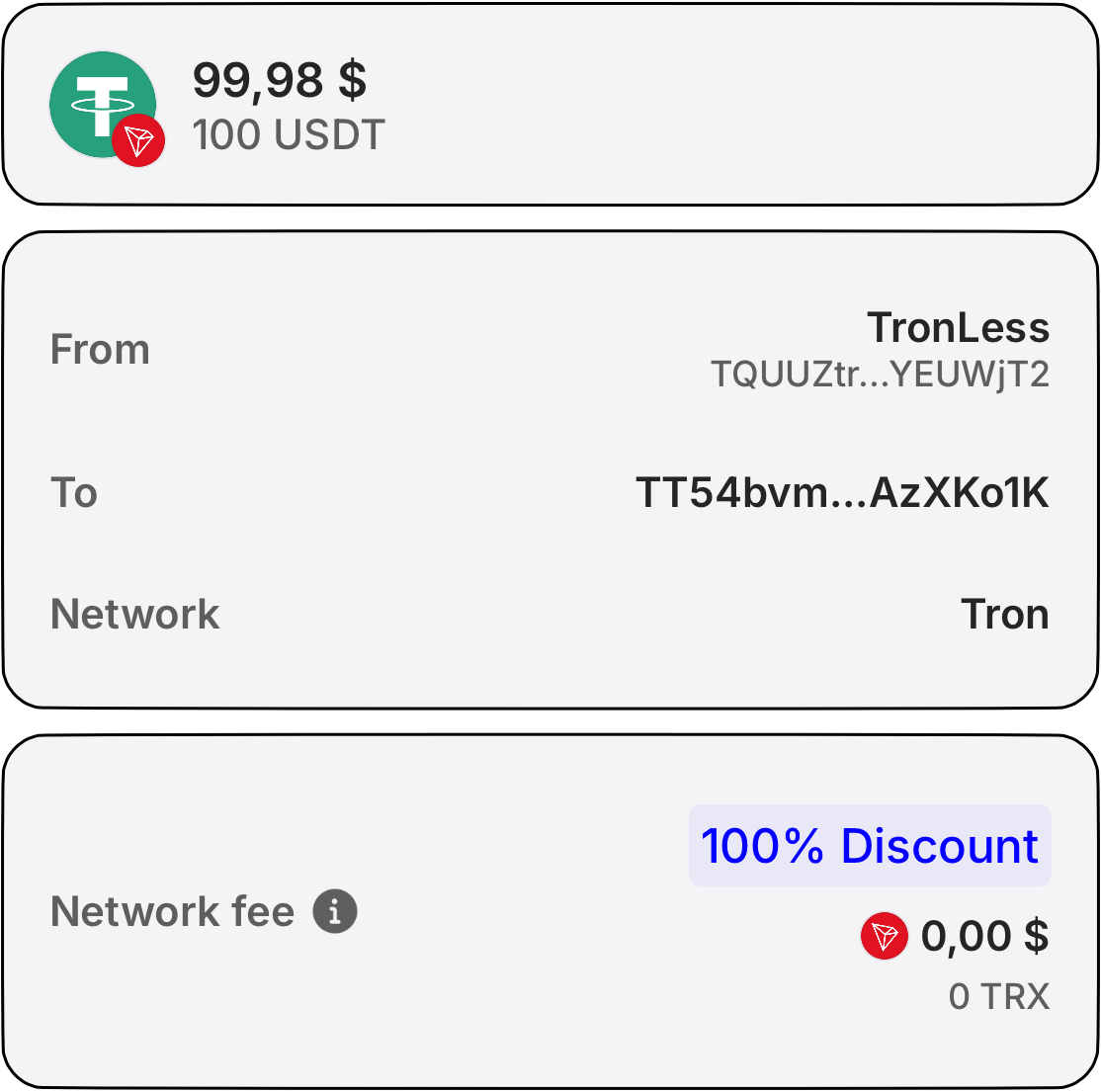 Transfer with Tronex